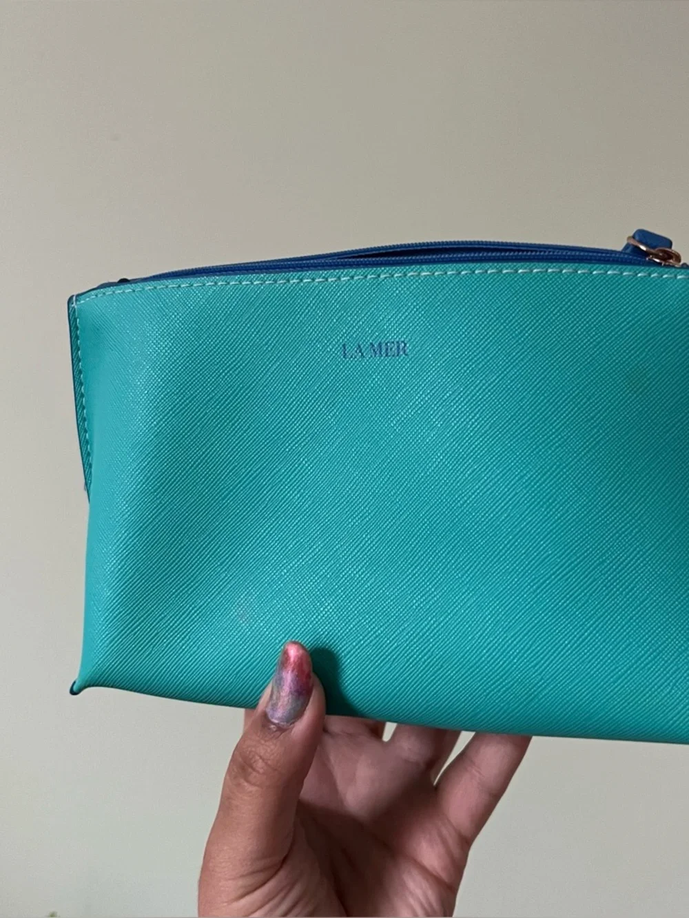 LA MER Turquoise Skincare Makeup Jewelry Zip Small Pouch Organize Storage Travel